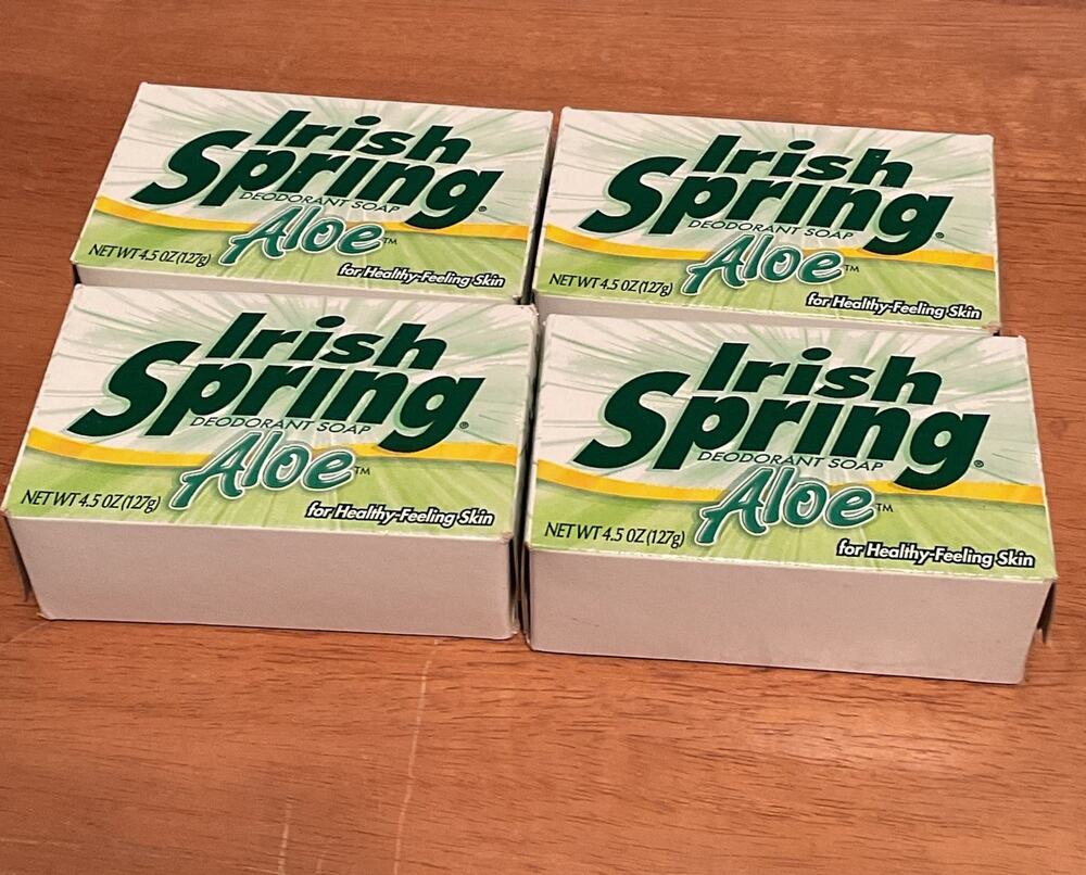 Irish Spring Deodorant Soap Aloe Vintage 4.5oz LOT OF 4